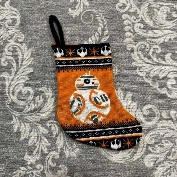 Star Wars BB-8 Mini Knit Christmas Stocking Orange & Black - Picture 1 of 4